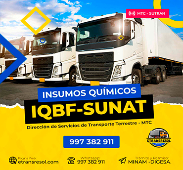 Permiso para el Transporte de Sustancias o Insumos Quimicos y Bienes Fiscalizados IQBF SUNAT MTC ETRANSRESOL